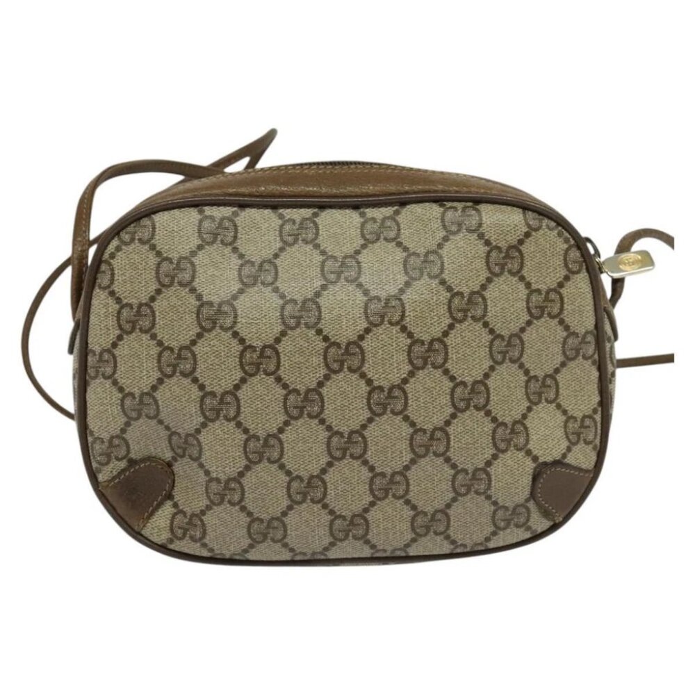 GUCCI GG Supreme Web Sherry Line Bag PVC Beige Gold - Picture 3 of 15